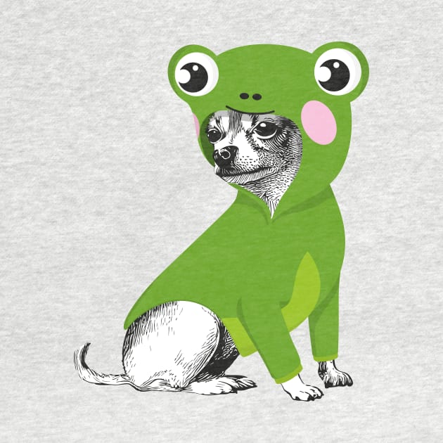 Funny Chihuahua dressed as frog by Elizeta